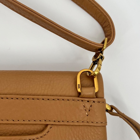 HOBO International Pebbled Leather Draft Crossbody Bag Brown Foldover - Picture 11 of 11